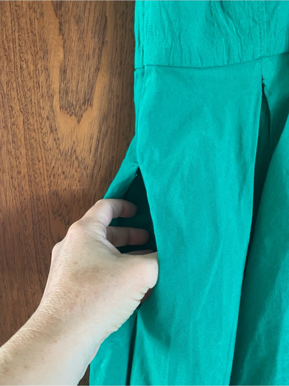 Maeve Green Square-Neck Button-Front Midi Dress - Picture 12 of 15